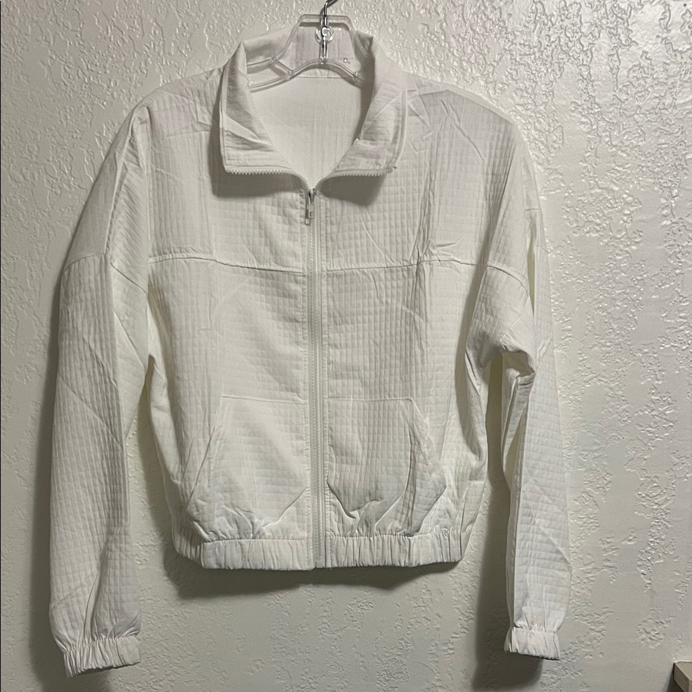White Women's Zip-Front Cropped Jacket